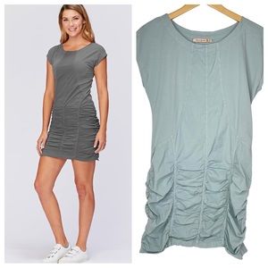 XCVI Aviana Ruched Stretch Poplin Dress Seafoam Green Large